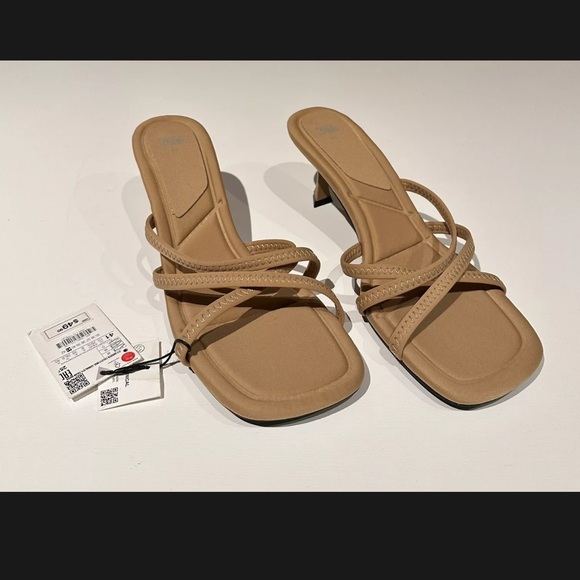 Zara Tan Neoprene Heel Sandals Size 41 - Picture 6 of 9